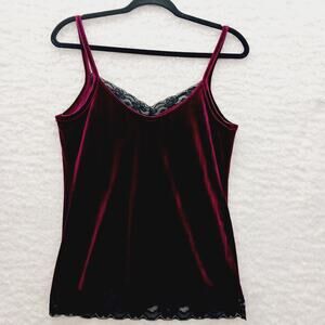 Cami Velvet Black Lace Cute Goth Fairy Coquette Grunge Romantic Mob Wife Size M